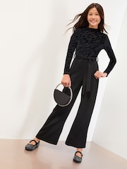 Lipsy Black Zebra Devore Jumpsuit (5-16yrs) - Image 1 of 4