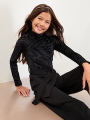 Lipsy Black Zebra Devore Jumpsuit (5-16yrs) - Image 2 of 4