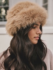 キャメル - フェイクファー・クロッシェ帽子 - 画像 4 / 8