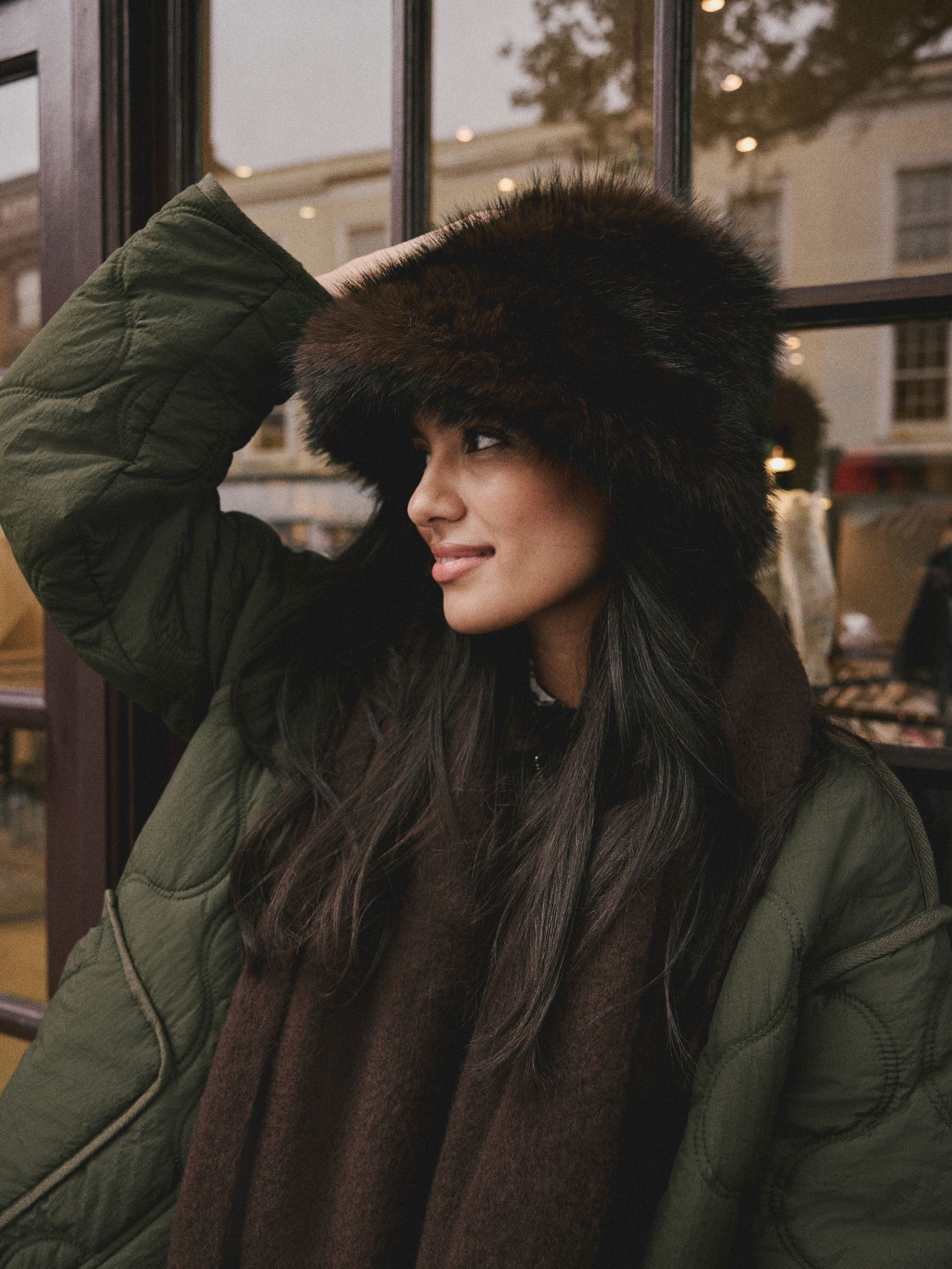 Buy Chocolate Brown Faux Fur Bucket Hat from Next USA