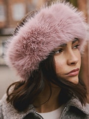 Pink Faux Fur Headband - Image 1 of 6