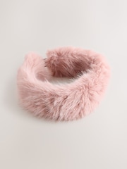 Pink Faux Fur Headband - Image 5 of 6