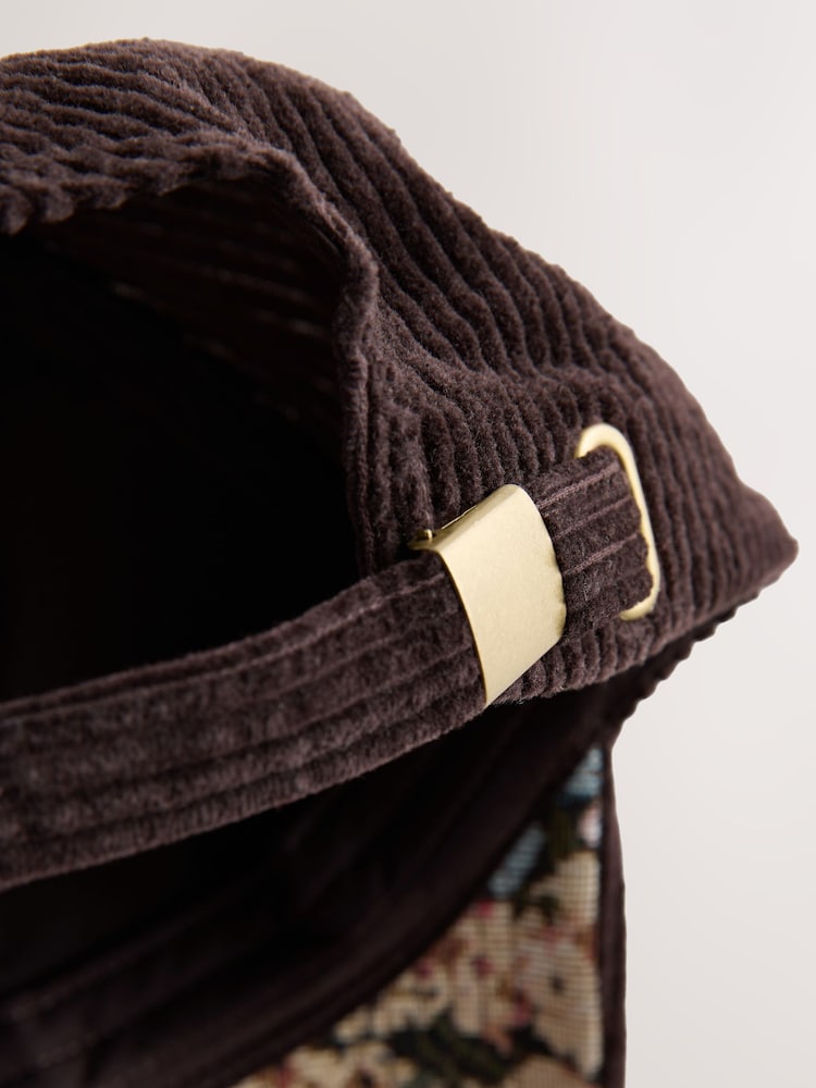 Chocolate/ Tapestry Floral Cord Cap - Image 4 of 4