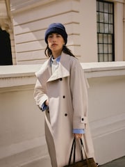 Navy Knitted Ribbed Beanie Hat Containing RAS Alpaca - Image 6 of 10