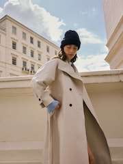 Navy Knitted Ribbed Beanie Hat Containing RAS Alpaca - Image 7 of 10