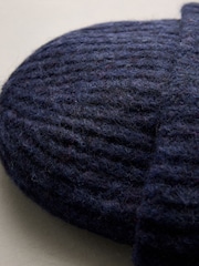 Navy Knitted Ribbed Beanie Hat Containing RAS Alpaca - Image 9 of 10