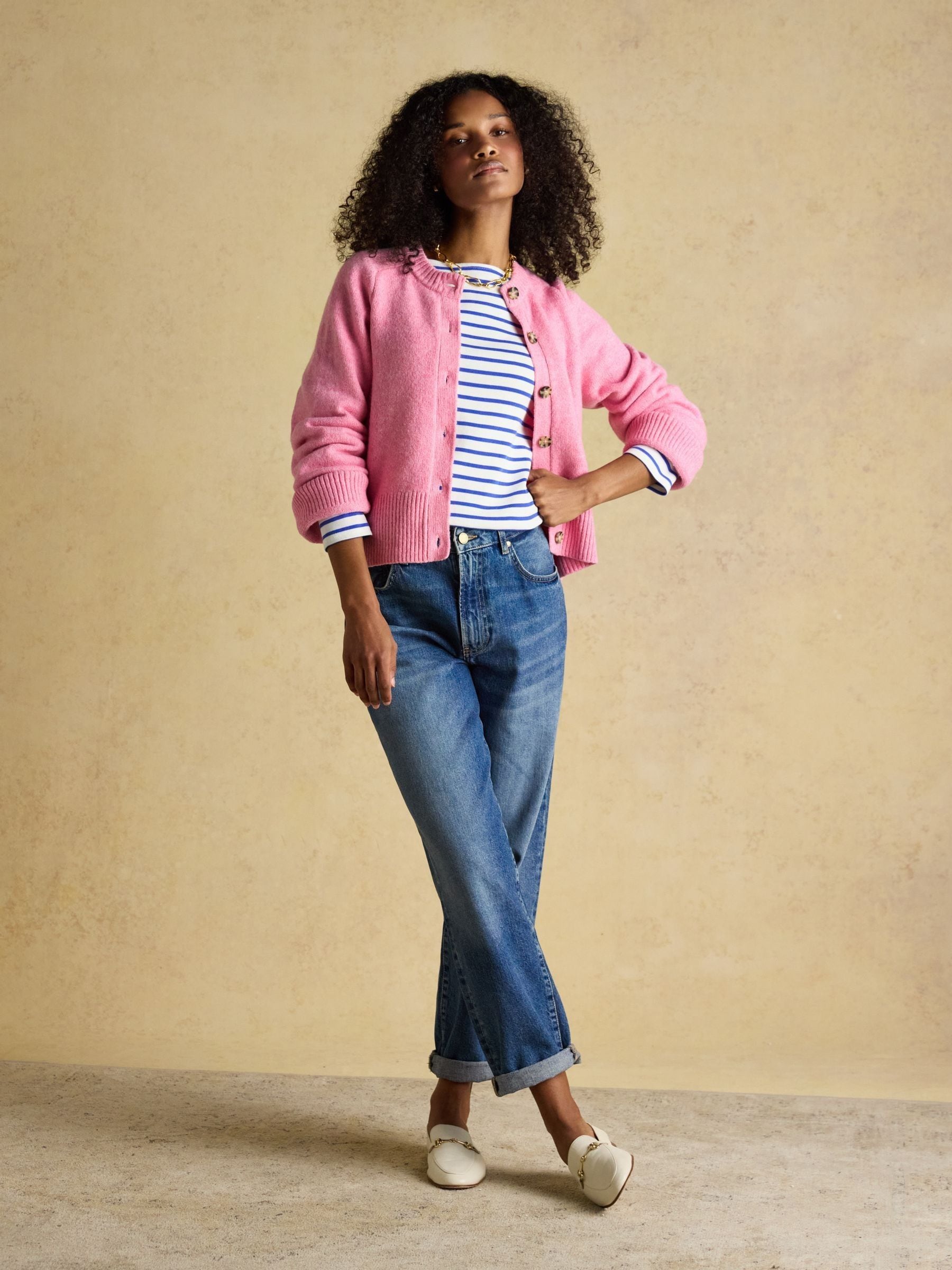 Buy Joules Pink Relaxed Knitted Button Up Cardigan from Next Canada
