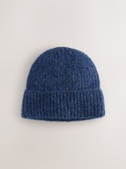 Navy Ribbed Beanie Containing Wool Hat - Image 1 of 3