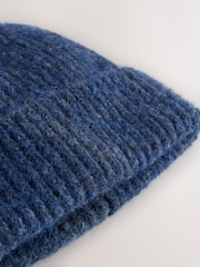 Navy Ribbed Beanie Containing Wool Hat - Image 3 of 3