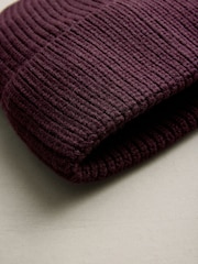Berry Red Knitted Containing Merino Wool Beanie - Image 7 of 7