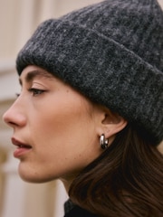 Charcoal Grey Knitted Ribbed Beanie Hat Containing RAS Alpaca - Image 6 of 10