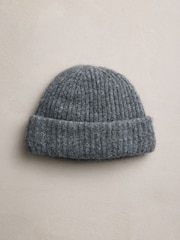 Charcoal Grey Knitted Ribbed Beanie Hat Containing RAS Alpaca - Image 8 of 10