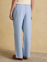 Joules Hallie Blue Stripe Cotton Pull On Trousers - Image 2 of 7