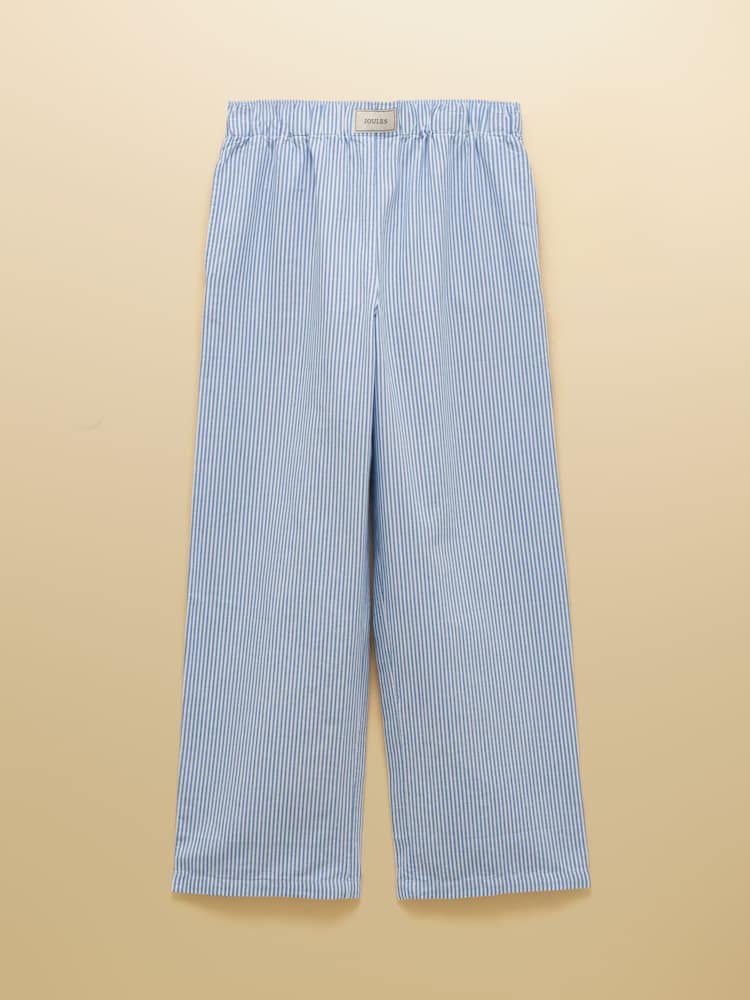 Joules Hallie Blue Stripe Cotton Pull On Trousers - Image 7 of 7