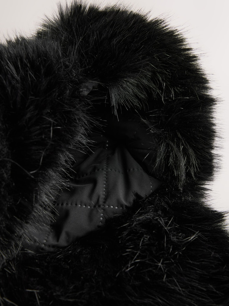 Black Faux Fur Trapper Hat - Image 3 of 3