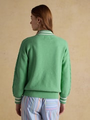 Joules Green Cable Knit Cricket Cotton Jumper - Image 2 of 8