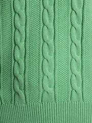 Joules Green Cable Knit Cricket Cotton Jumper - Image 7 of 8