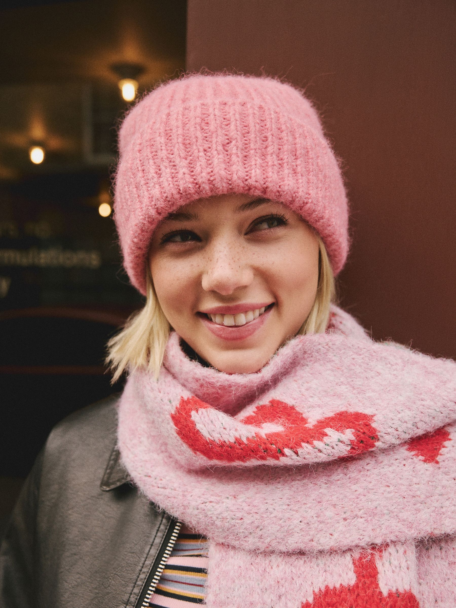 【新品】Gypsohila Ribbon Knit Beanie Buy Raspberry Pink Ribbed Beanie Containing Wool Hat from Next USA