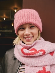 Raspberry Pink Ribbed Beanie Containing Wool Hat - Image 4 of 7