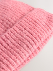 Raspberry Pink Ribbed Beanie Containing Wool Hat - Image 6 of 7