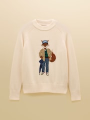 Joules April Showers Cream Jonty Fox Embroidered Cotton-Rich Crew Neck Jumper - Image 12 of 12