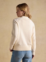 Joules April Showers Cream Jonty Fox Embroidered Cotton-Rich Crew Neck Jumper - Image 2 of 10