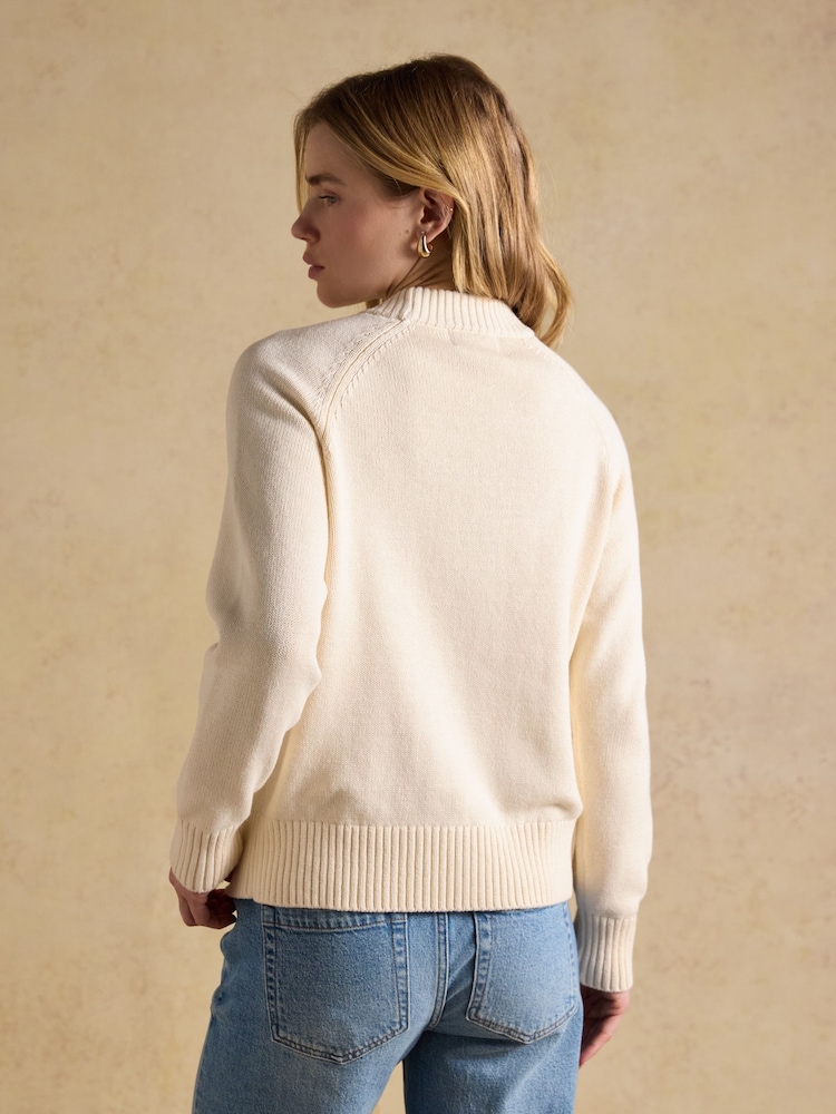 Joules April Showers Cream Jonty Fox Embroidered Cotton-Rich Crew Neck Jumper - Image 2 of 10