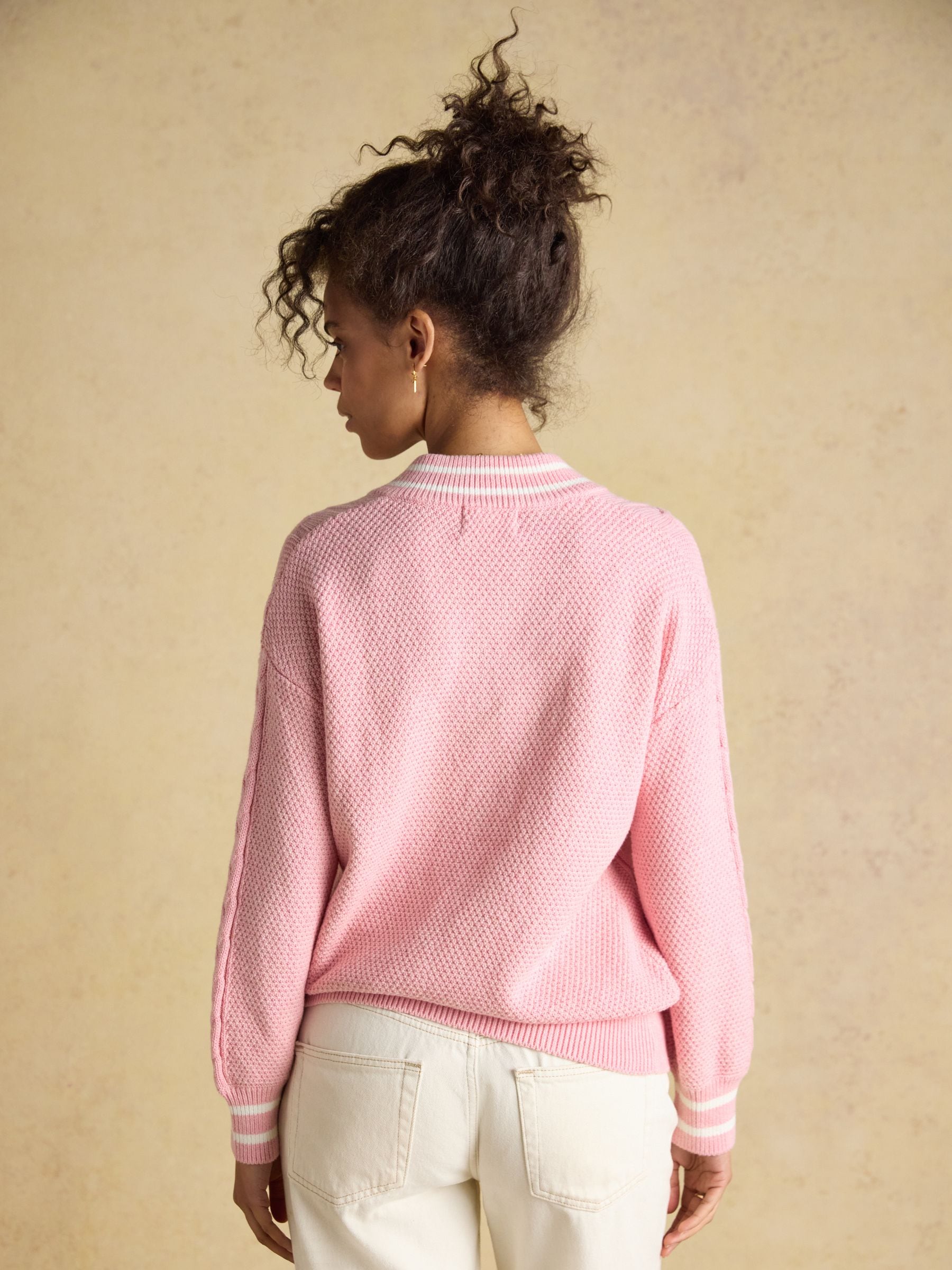 Buy Joules Pink Cable Knit Cricket Cotton Jumper from Next USA Buy Joules Pink Cable Knit Cricket Cotton Jumper from Next USA