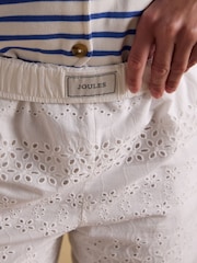 Joules Hallie White Broderie Pull On Cotton Trousers - Image 5 of 6