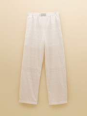 Joules Hallie White Broderie Pull On Cotton Trousers - Image 6 of 6