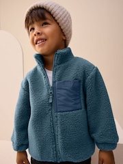 Blue Plain Funnel Neck Fleece Zip Through (3mths-7yrs) - Image 1 of 7