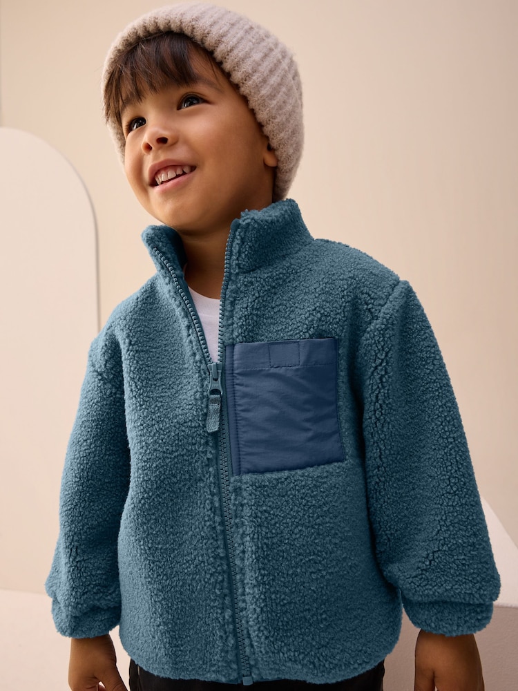 Blue Plain Funnel Neck Fleece Zip Through (3mths-7yrs) - Image 1 of 7