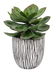 Gallery Home Black Faux Potted Succulent in Ribbed Ceramic Pot - Image 3 of 5