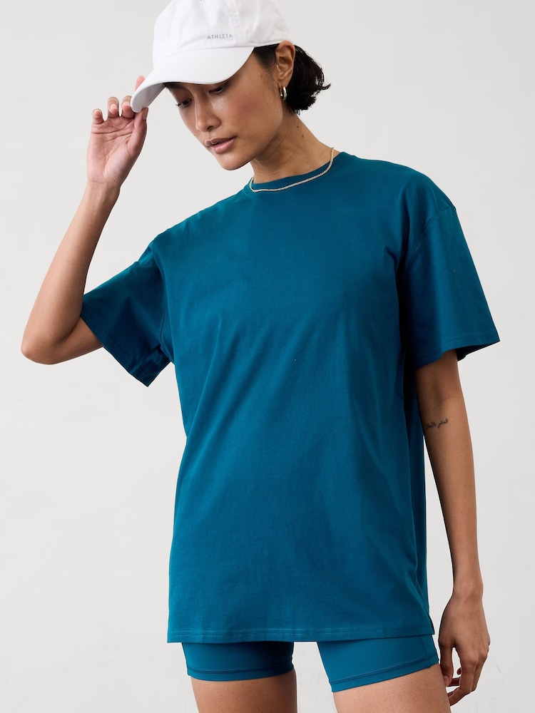 Athleta Blue Short Sleeve True Cotton T-Shirt - Image 1 of 1