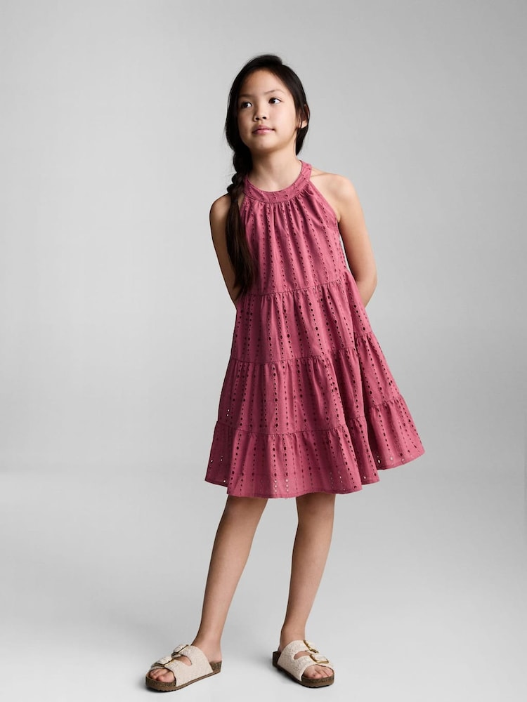 Mango Pink Embroidered Tiered Dress - Image 1 of 5