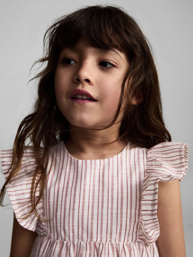 Mango Natural Ruffle Stripe Dress - Image 2 of 5