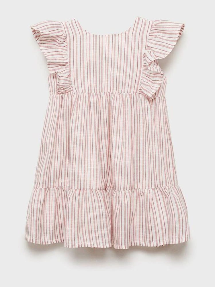 Buy Mango Natural Ruffle Stripe Dress from Next Ireland