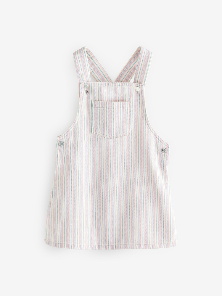Mango Cream Stripe Denim Pinafore Dress - Image 1 of 1
