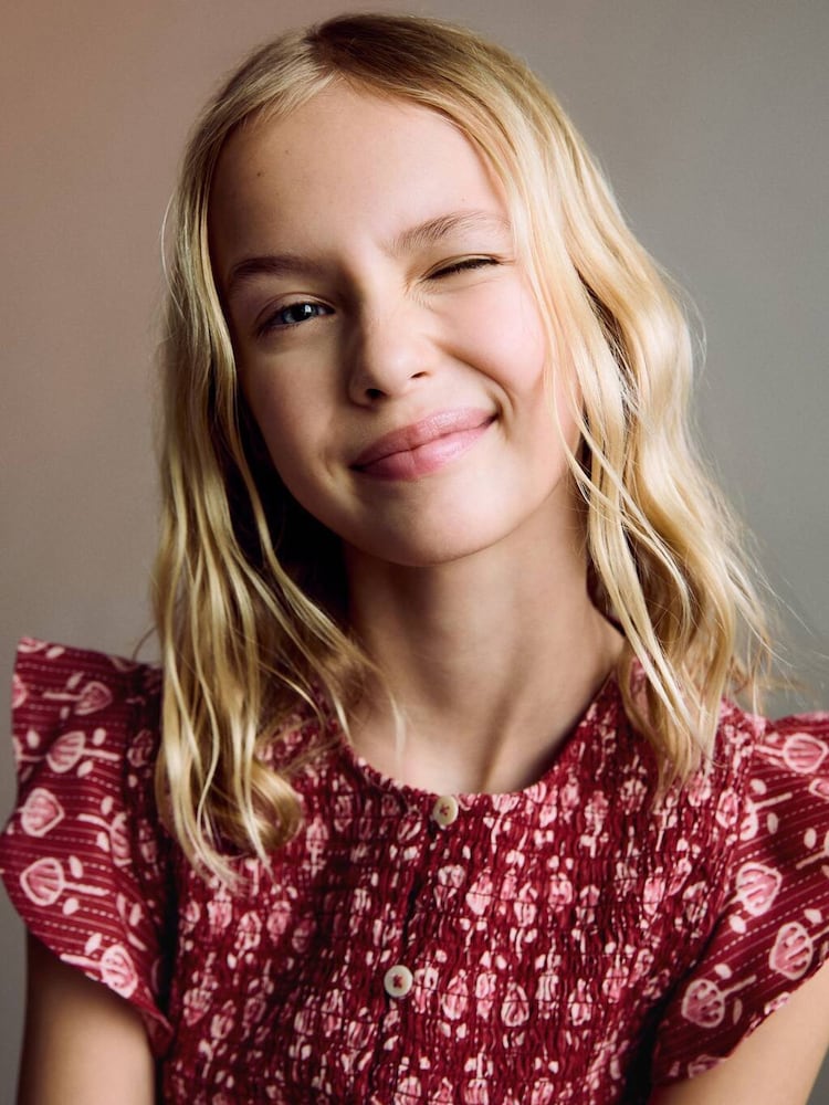Mango Pink Ruffled Printed Blouse - Image 2 of 5 Mango Pink Ruffled Printed Blouse - Image 2 of 5