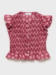 Mango Pink Ruffled Printed Blouse - Image 3 of 5