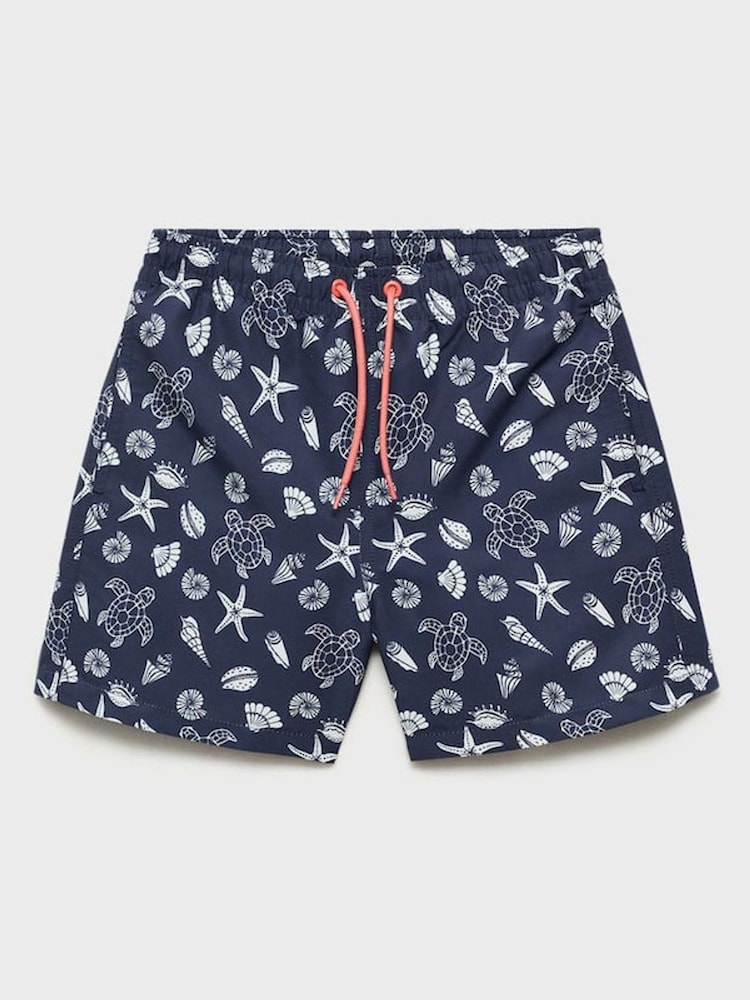Mango Blue Turtle Swimming Shorts - Image 1 of 3 Mango Blue Turtle Swimming Shorts - Image 1 of 3