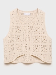 Mango Brown Crochet Waistcoat - Image 1 of 3