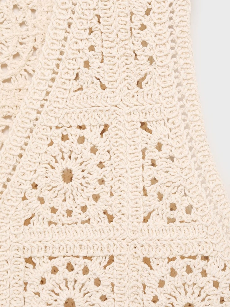 Mango Brown Crochet Waistcoat - Image 3 of 3