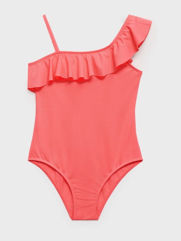 Mango Orange Asymmetric Ruffle Swimsuit - Image 2 of 4
