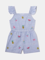 Accessorize Girls Embroidered Stripe 100% Cotton Playsuit - صورة 2 من 3