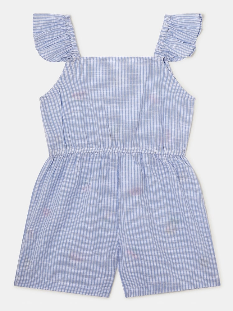 Accessorize Girls Embroidered Stripe 100% Cotton Playsuit - صورة 3 من 3