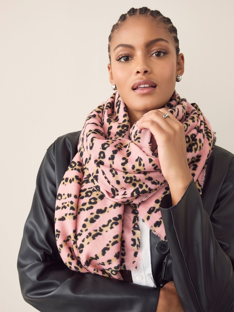 Buy Pink Animal Midweight Scarf from Next USA display picture 1
