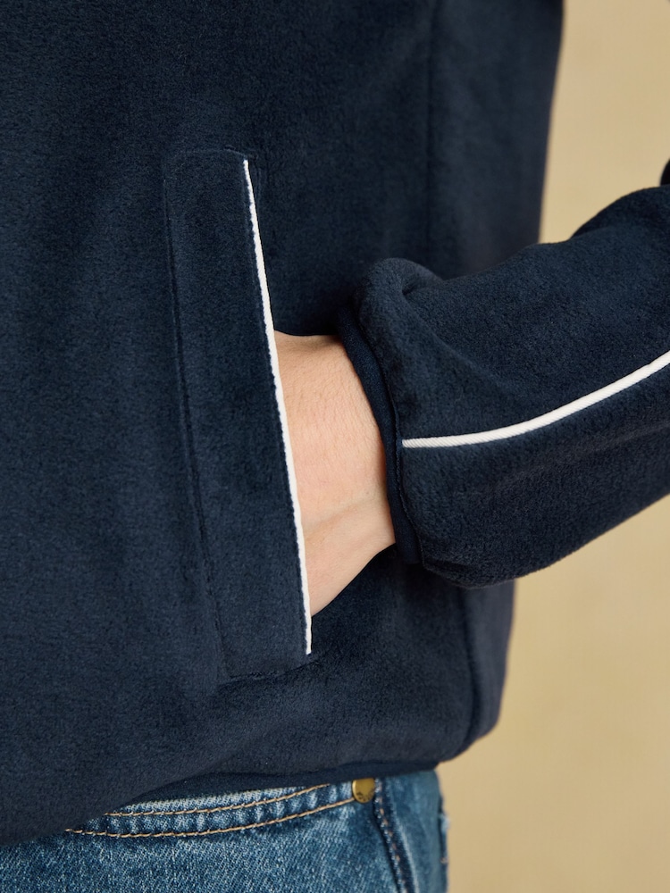 Joules Navy Embroidered Full Zip Funnel Neck Fleece - Image 10 of 10