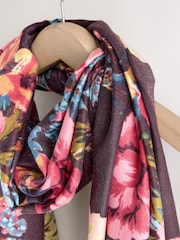 Rjava cvetlična - Srednje debel pleten šal - Slika 7 iz 8