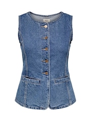 ONLY Blue Fitted Denim 100% Cotton Waistcoat - Image 2 of 3